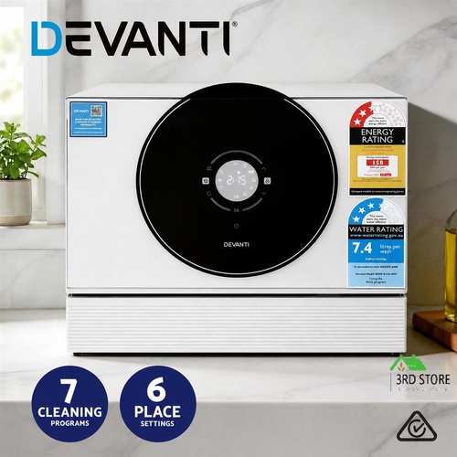 Devanti 6 Place Setting Benchtop Dishwasher Compact Built-in Portable Kitchen RV