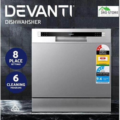 RETURNs Devanti Benchtop Dishwasher 8 Place Bench Top Countertop Dishwasher Freestanding