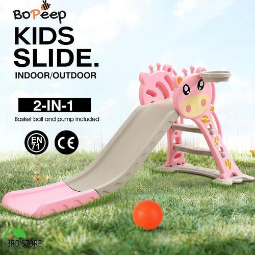 BoPeep Kids Slide Outdoor Basketball Ring Activity Center Toddlers Play Set Toy