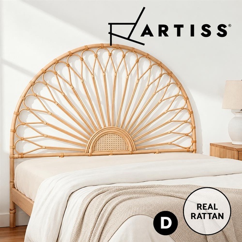 Artiss Bed Headboard Double Bedhead Rattan - MARI Pine