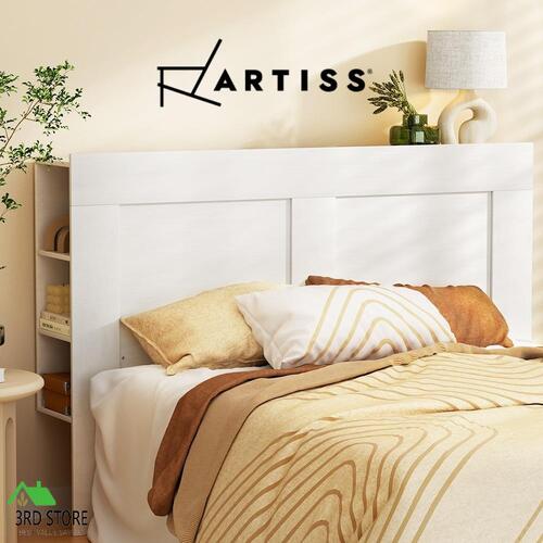 Artiss Headboard Bed Head with Shelves Queen Size Bedhead Bedroom Base White