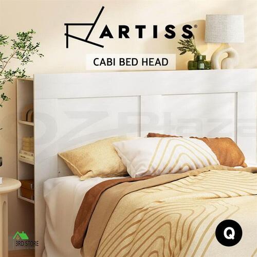 RETURNs Artiss Bed Frame Double Size Bed Head with Shelves Headboard Bedhead Base White
