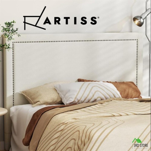 RETURNs Artiss Bed Frame Queen Size Bed Head Headboard Bedhead Base Fabric Beige RIVE