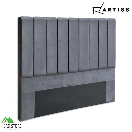 Artiss Bed Frame Double Size Bed Head Headboard Bedhead Velvet Base VELA Grey