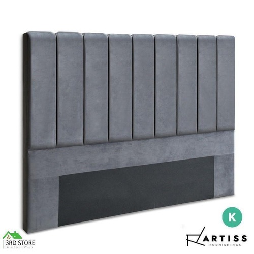 Artiss Bed Frame KING Size Bed Head Headboard Bedhead Velvet Base VELA Grey