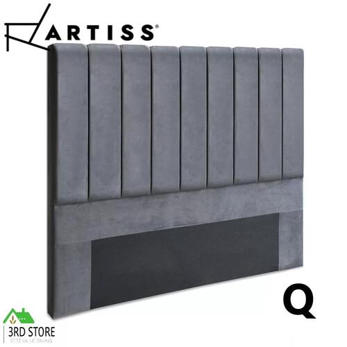 Artiss Bed Frame QUEEN Size Bed Head Headboard Bedhead Velvet Base Vela Grey