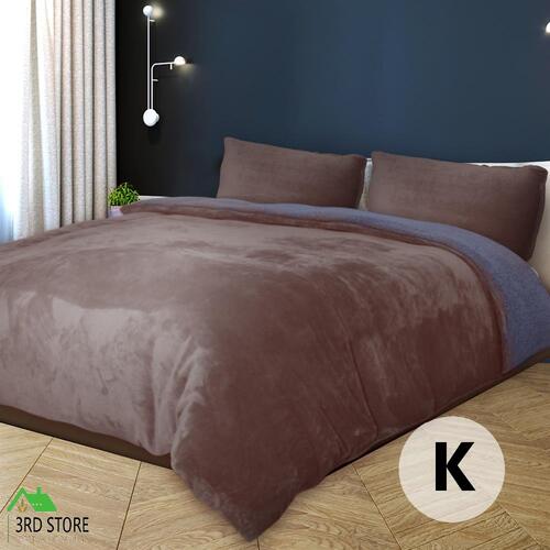 Luxury Bedding Two-Sided Quilt Cover with Pillowcase King Size Taupe