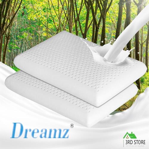 Dreamz 2x Natural Latex Pillow Removable Cover Memory Down Luxurious Soft