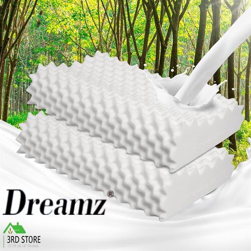 Dreamz 2x Natural Latex Pillow Removable Cover Memory Down Egg-crate