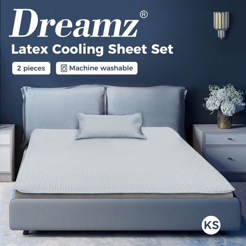 DreamZ Latex Cooling Bed Sheet Set Fitted Pillowcase Washable Summer 2PCS KS