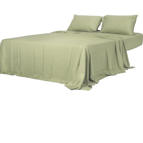 Dreamaker Micro Flannel Sheet Set Flat Sheet Fitted Sheet Pillowcases Sage Queen