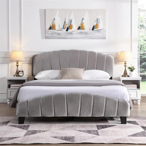 IHOMDEC BEF04 Queen Size Bed Frame Base - Grey