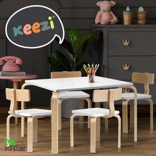 Keezi Nordic Kids Table and Chairs Set 5 PCS Desk Activity Study Play Children