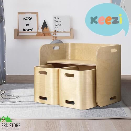 Keezi Kids Table and Chairs Set 3 PCS Children Activity Play Toy Storage Desk