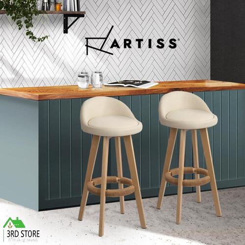 Artiss 2x Bentwood Bar Stools Wooden Bar Stool Dining Chairs Leather Kitchen