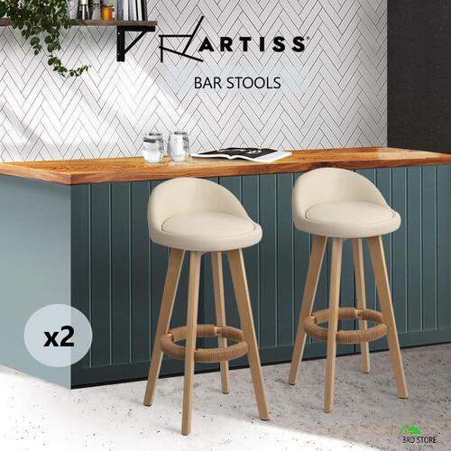 Artiss 2x Bentwood Bar Stools Wooden Bar Stool Dining Chairs Leather Kitchen