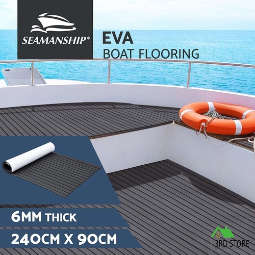 Seamanship EVA Foam Boat Flooring Mat Decking Sheet 240x90x0.6cm Dark Grey Decor