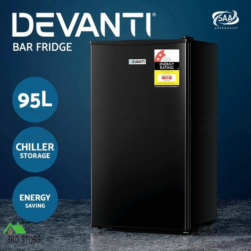 RETURNs Devanti 95L Bar Fridge Mini Freezer Refrigerator Cooler Home Office Black