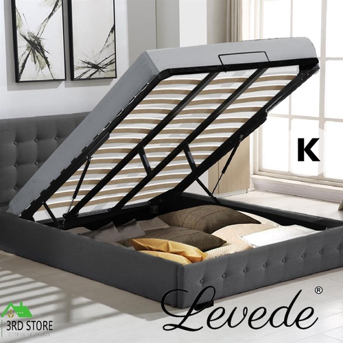 Levede Gas Lift Bed Frame with Storage Capacity King Size Dark Grey