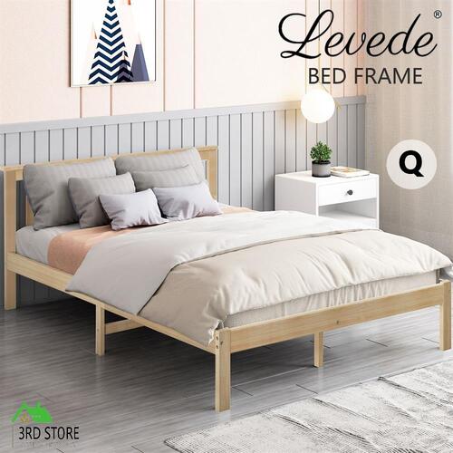 RETURNs Levede Wooden Bed Frame Queen Full Size Mattress Base Timber Natural