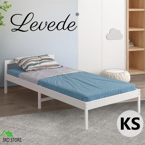 Levede Wooden Bed Frame King Single Mattress Base Solid Timber Pine Wood White