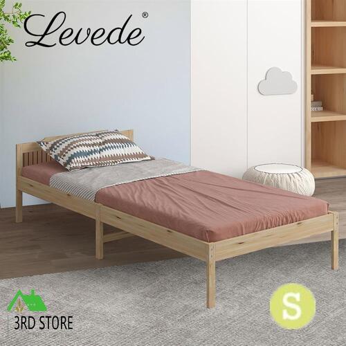 Levede Wooden Bed Frame Single Size Mattress Base Solid Timber Pine Wood Natural