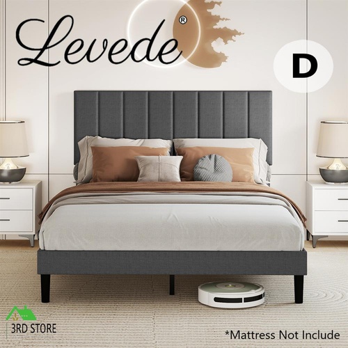 Levede Double Bed Frame Upholstered Headboard Bedroom Mattress Sturdy Base