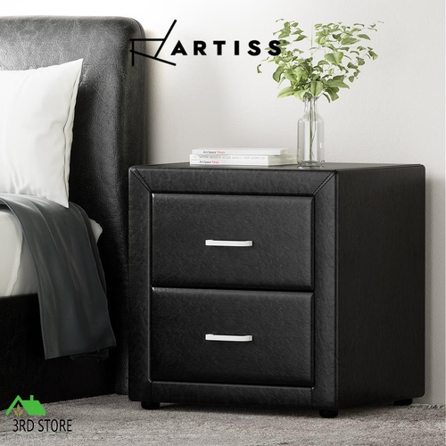 Artiss Bedside Tables Drawers Side Table Leather Storage Cabinet Nightstand Lamp