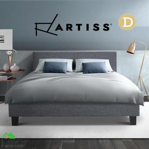 Artiss Bed Frame Double Size Mattress Base Fabric NEO Grey Fabric
