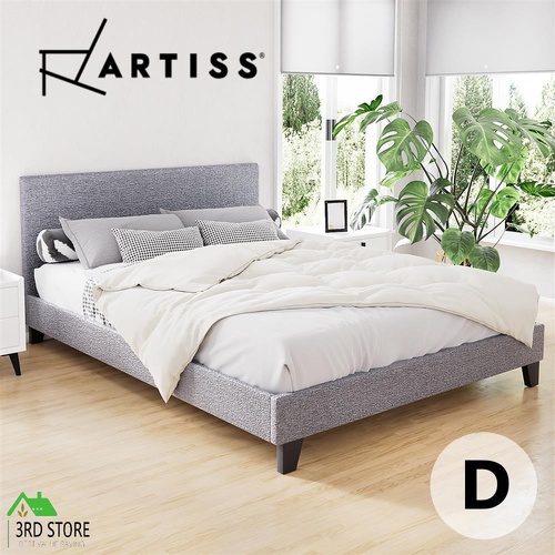 RETURNs Artiss Bed Frame Double Size Mattress Base Fabric NEO Grey Fabric