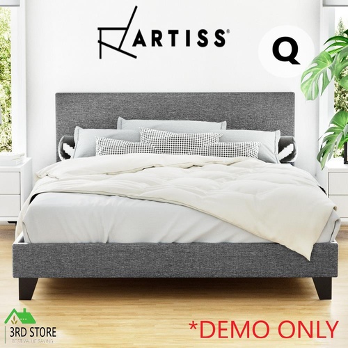 Artiss Queen Size Bed Frame Base Mattress Platform Fabric Wooden Grey NEO