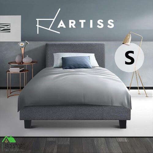 Artiss Bed Frame Single Size Base Mattress Platform Fabric Wooden Grey NEO
