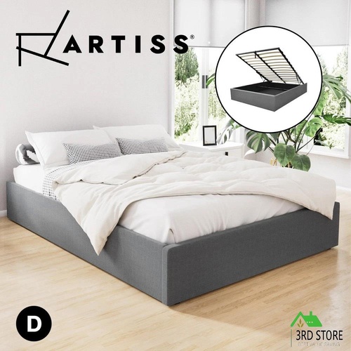 Artiss Bed Frame Double Size Gas Lift Base With Storage Platform Fabric