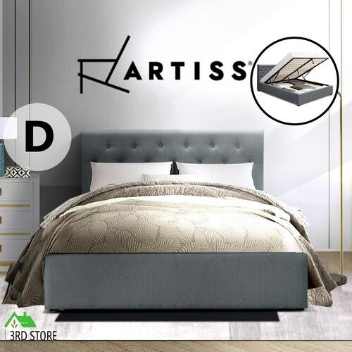 Artiss Bed Frame Double Full Size Gas Lift Base With Storage Fabric VILA