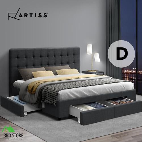 Artiss Double Full Size Bed Frame Base Mattress With Storage Drawer Fabric AVIO