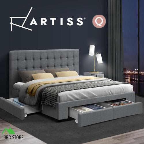 Artiss Queen Full Size Bed Frame Base Mattress w/Storage Drawer Fabric AVIO