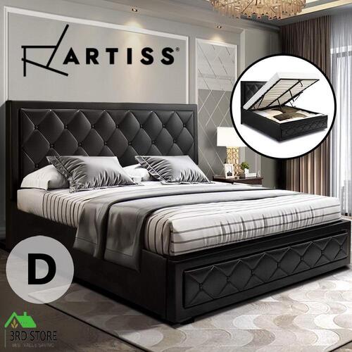 Artiss Bed Frame Double Full Size Gas Lift Base With Storage Leather TIYO