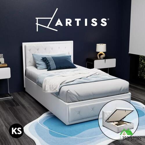 Artiss Bed Frame King Single Size Gas Lift Base With Storage Leather