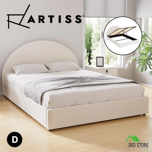 Artiss Bed Frame Gas Lift Strorage Beds Base Platform Boucle Fabric Double ELLA