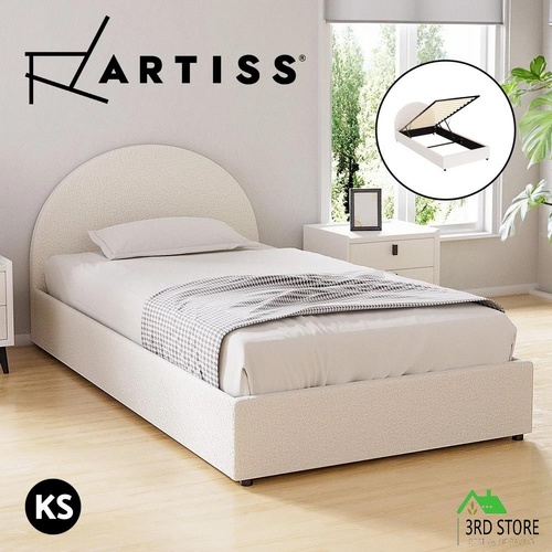 Artiss Bed Frame Gas Lift Strorage Beds Base Platform Boucle Fabric King Single ELLA