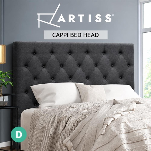 RETURNs Double Size Bed Head Headboard Bedhead Fabric Frame Base CAPPI Charcoal
