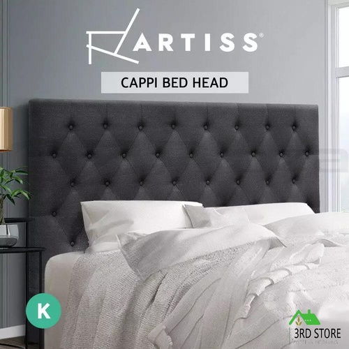RETURNs Artiss King Size Bed Head Headboard Bedhead Fabric Frame Base CAPPI Charcoal