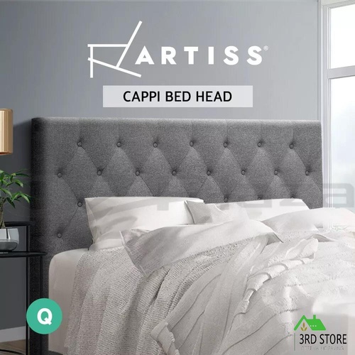Queen Size Bed Head Headboard Bedhead Fabric Frame Base CAPPI Grey