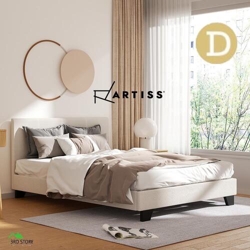 Artiss Bed Frame Double Size Boucle Fabric Mattress Base Platform Wooden