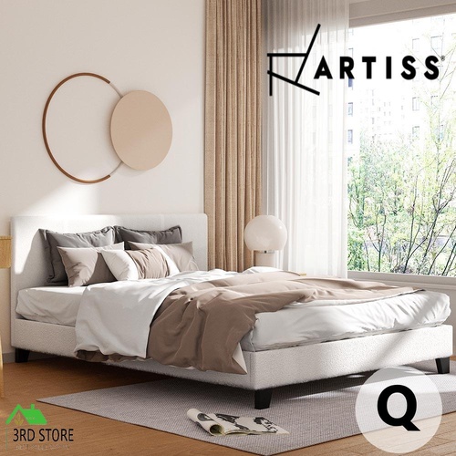 Artiss Bed Frame Queen Size Boucle Fabric Mattress Base Platform Wooden