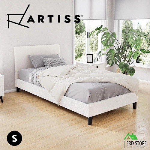 Artiss Bed Frame Single Size Boucle Fabric Mattress Base Platform Wooden