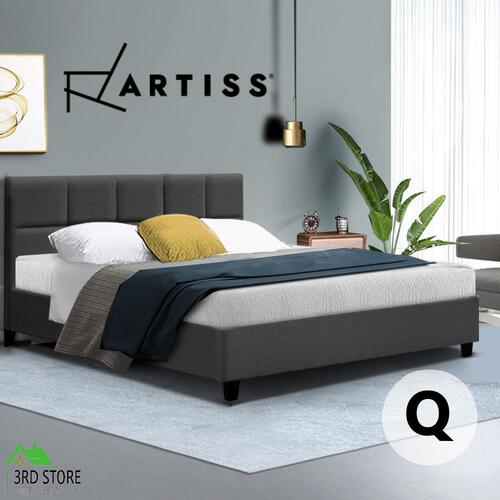 Artiss Bed Frame Queen Size Base Mattress Platform Fabric Wooden Charcoal TINO