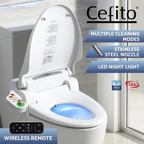 Cefito Electric Bidet Toilet Seat Cover LED Night Light Heated Seat with Remote