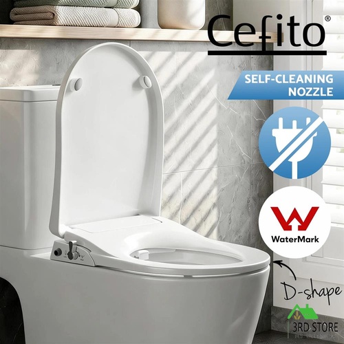 Cefito Non Electric Bidet Toilet Seat D-Shape Dual Nozzle Soft Close WaterMark DIY