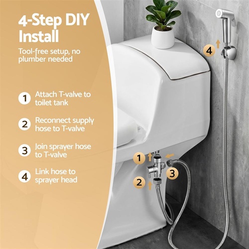 Cefito Handheld Bidet Sprayer for Toilet 1.5m Stainless Steel Hose Jet Spray for Feminine Wash Cloth Diaper Pet Bath Adjustable Pressure Bidet Attachm